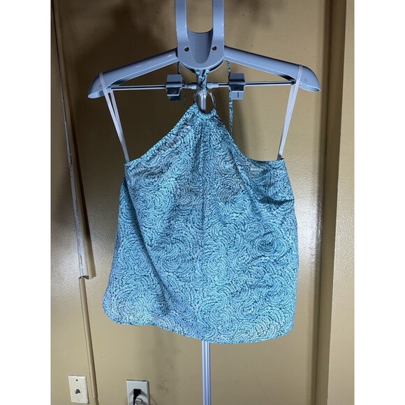 Michael Michael Kors Women's Size Petite Large Turquoise Printed Halter Top NWT - Picture 2 of 6